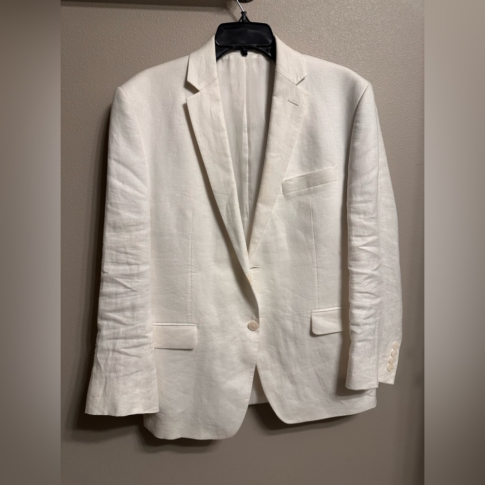Calvin Klein white linen suit